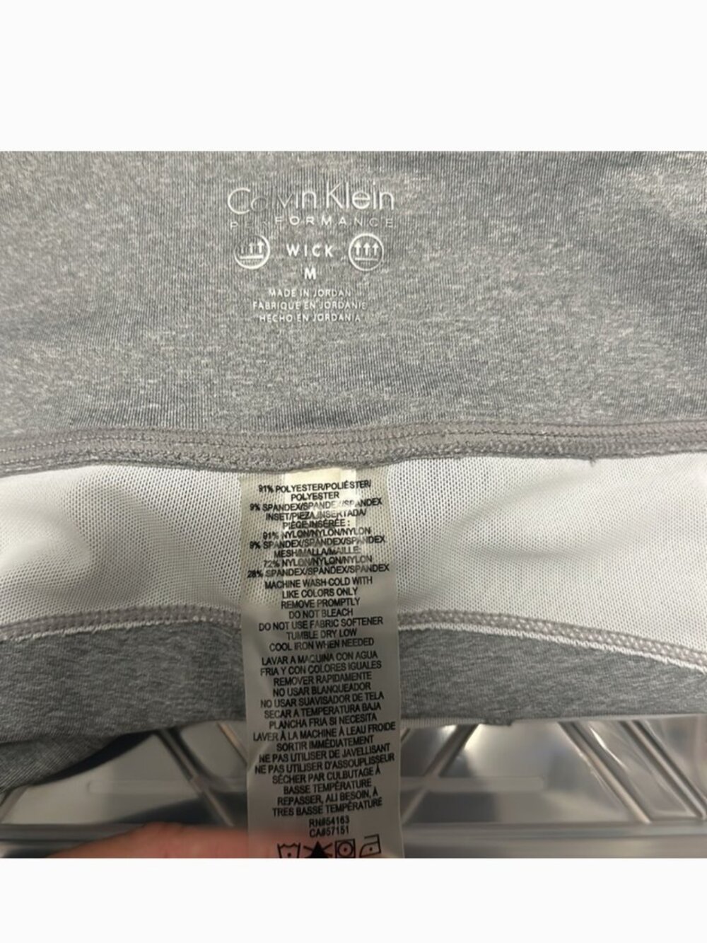 Calvin Klein Performance Moisture-Wicking Colorblock Leggings - Grey/Tan/White - Picture 12 of 14